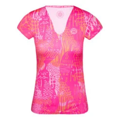 BIDI BADU Bella 2.0 Tech V-Neck T-Shirt Damen - Grau, Pink