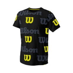 Wilson All Over Logo Tech T-Shirt Jungen - Schwarz, Mehrfarbig