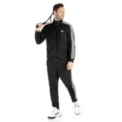 ADIDAS Sportswear Basic 3-Stripes Tricot Trainingsanzug Herren - Schwarz, Weiß
