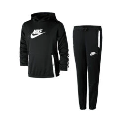 Nike Sportswear Poly Pack Hook Trainingsanzug Jungen - Schwarz, Weiß